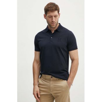 Karl Lagerfeld tricou polo barbati, culoarea albastru marin, neted, 500221.745890