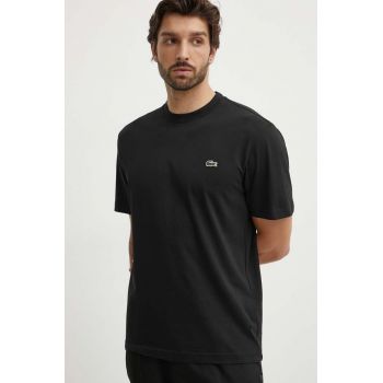 Lacoste tricou din bumbac barbati, culoarea negru, neted, TH7318