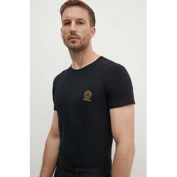 Versace tricou din bumbac barbati, culoarea negru, cu imprimeu, AUU01005 1A10011