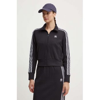 adidas Originals bluză Knitted Track Top femei, culoarea negru, cu imprimeu, IY7278