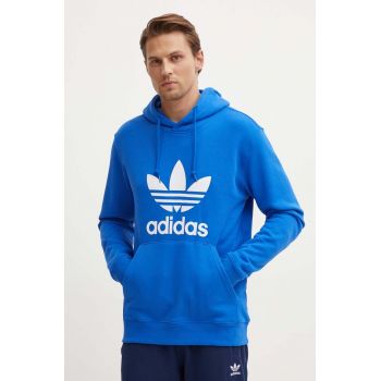 adidas Originals hanorac de bumbac barbati, cu glugă, cu imprimeu, IZ1855