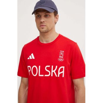 adidas Performance tricou Polska barbati, culoarea rosu, cu imprimeu, JF6678