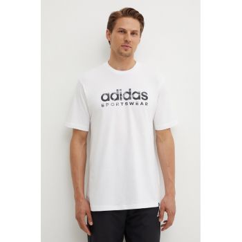 adidas tricou din bumbac Camo barbati, culoarea alb, cu imprimeu, IW2674