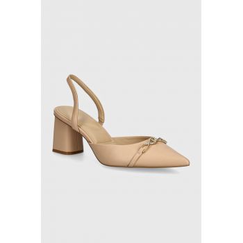 Aldo pumps Carnforth culoarea bej, cu toc drept, cu toc deschis, 13740473.Carnforth