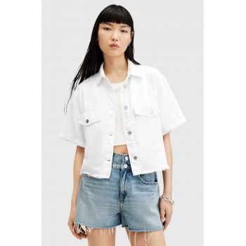 AllSaints geaca jeans TOVE SS DENIM SHIRT culoarea alb, de tranzitie, W113PA