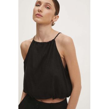 Answear Lab bluza din in culoarea negru, neted