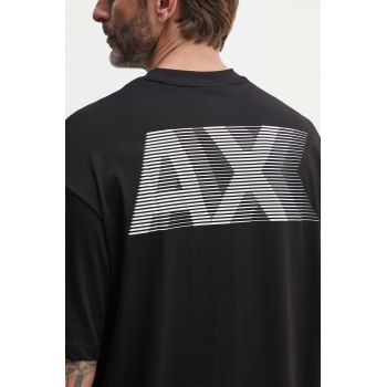 Armani Exchange tricou din bumbac barbati, culoarea negru, cu imprimeu, 3DZTHJ ZJBYZ