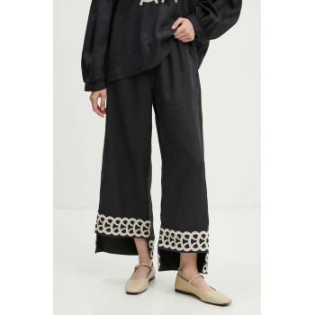 By Malene Birger pantaloni din in MIRABELLOS culoarea negru, fason culottes, high waist, Q70967011