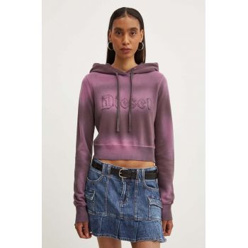 Diesel hanorac de bumbac F-SLIMMY-HOOD-P1 femei, culoarea violet, cu glugă, modelator, A14184.0IPAP