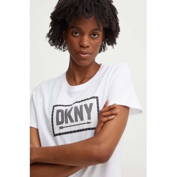 Dkny tricou din bumbac femei, culoarea alb, DP4T9724