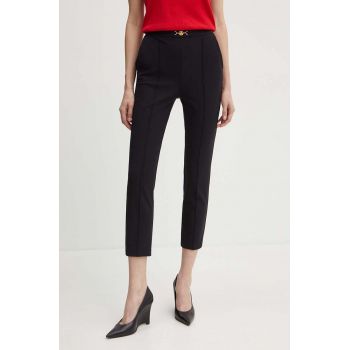 Elisabetta Franchi pantaloni femei, culoarea negru, fason tigareta, high waist, PA02346E2