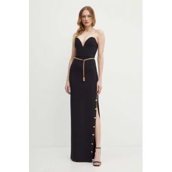 Elisabetta Franchi rochie culoarea negru, maxi, mulata, AB62946E2