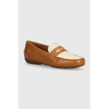 Geox mocasini de piele D ANNYTAH MOC A femei, culoarea maro, cu toc plat, D25BMA 00043 C5F5V