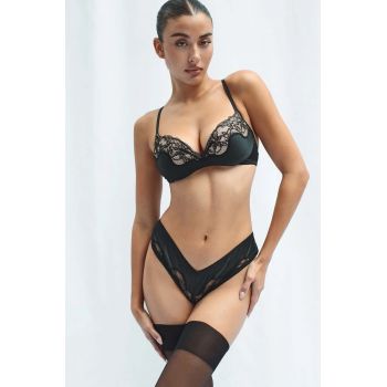 GOD SAVE QUEENS sutien SCARLETT WIRE-FREE PUSH UP BRA culoarea negru, dantela, GSQ-54-116