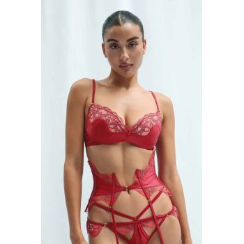 GOD SAVE QUEENS sutien SCARLETT WIRE-FREE PUSH UP BRA culoarea roz, dantela, GSQ-54-116