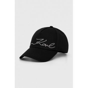 Karl Lagerfeld șapcă de baseball din bumbac culoarea negru, cu imprimeu, 245W3413