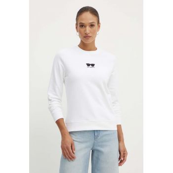 Karl Lagerfeld hanorac de bumbac femei, culoarea alb, cu imprimeu, 245W1813