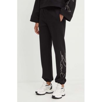 Karl Lagerfeld pantaloni de trening culoarea negru, cu imprimeu, 245W1053