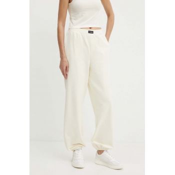 Karl Lagerfeld pantaloni de trening din bumbac culoarea bej, neted, 245W2113