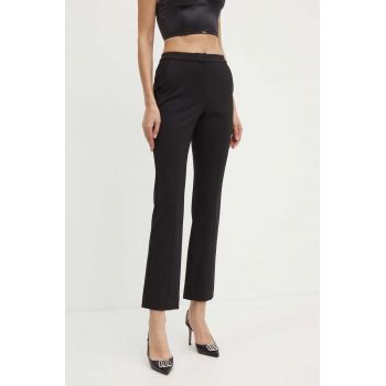 Karl Lagerfeld pantaloni femei, culoarea negru, drept, high waist, 245W1001