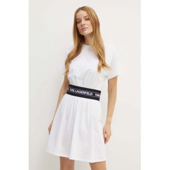 Karl Lagerfeld rochie din bumbac culoarea alb, mini, evazati, 245W1351