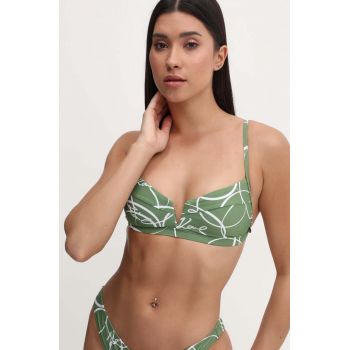 Karl Lagerfeld sutien de baie culoarea verde, cupa usor rigidizata, 245W2200