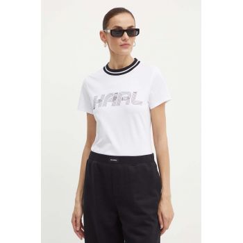 Karl Lagerfeld tricou din bumbac femei, culoarea alb, 245W1707