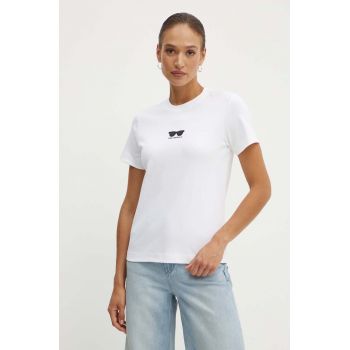 Karl Lagerfeld tricou din bumbac femei, culoarea alb, 245W1717