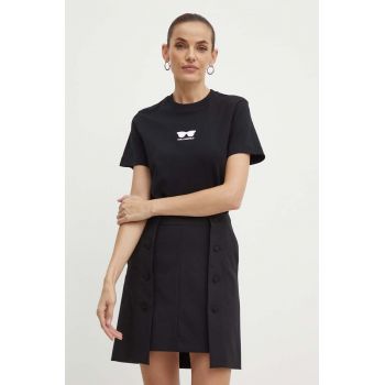 Karl Lagerfeld tricou din bumbac femei, culoarea negru, 245W1717