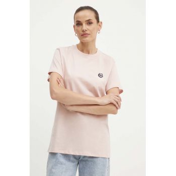 Karl Lagerfeld tricou din bumbac femei, culoarea roz, 245W1712