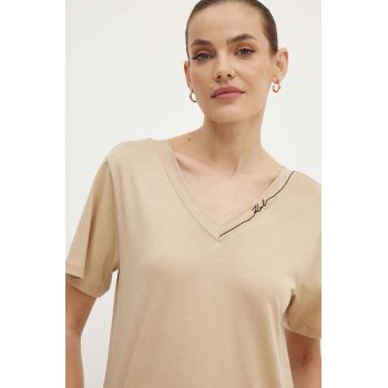 Karl Lagerfeld tricou femei, culoarea maro, 245W1709