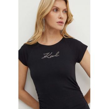 Karl Lagerfeld tricou femei, culoarea negru, 245W1700