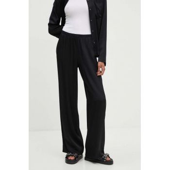 Marc O'Polo pantaloni femei, culoarea negru, lat, high waist, 406110310373