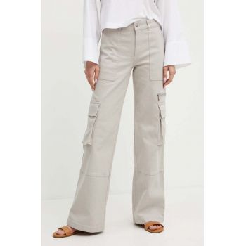 MAX&Co. pantaloni femei, culoarea gri, drept, high waist, 2426136021200