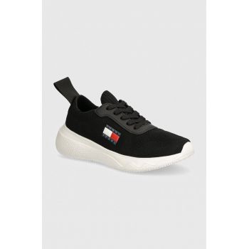 Tommy Jeans sneakers TJW KNIT RUNNER culoarea negru, EN0EN02564