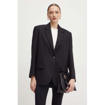 Weekend Max Mara geaca de lana culoarea negru, oversize, neted, 2425046071600