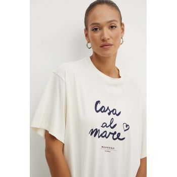 Weekend Max Mara tricou din bumbac femei, culoarea bej, 2425946041600