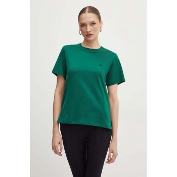 Weekend Max Mara tricou din bumbac femei, culoarea verde, 2425976021600