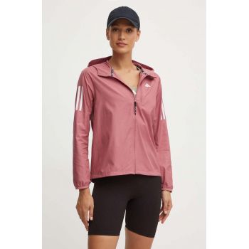 adidas Performance windbreaker Own The Run Base culoarea roz, de tranzitie, IM5403