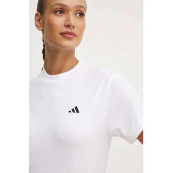 adidas tricou din bumbac Essentials femei, culoarea alb, JH3693