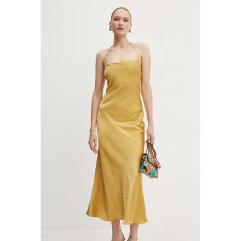 Bardot rochie CARLEN culoarea galben, maxi, evazati, 59353DB
