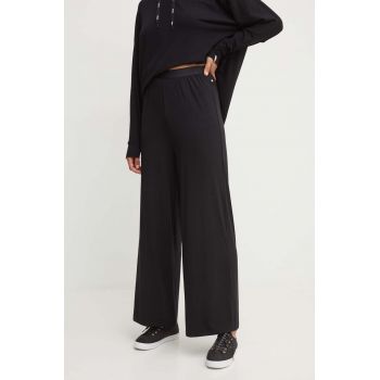 BOSS pantaloni femei, culoarea negru, lat, high waist, 50525712