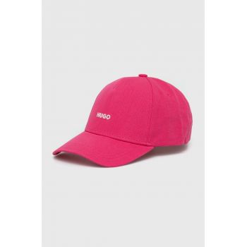 HUGO șapcă de baseball din bumbac culoarea roz, cu imprimeu, 50519255