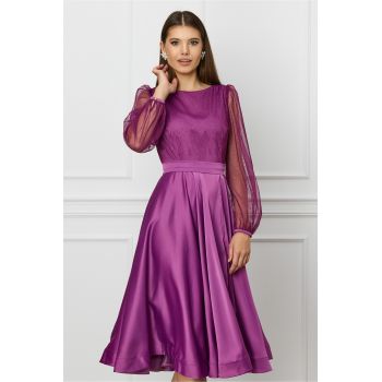 Rochie magenta cu glitter la bust