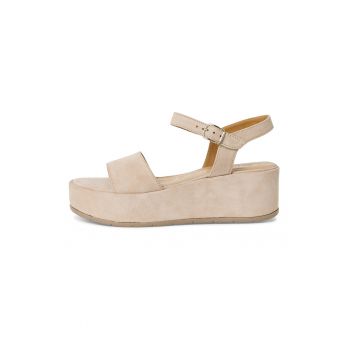 Sandale wedge din piele intoarsa