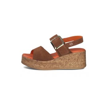 Sandale wedge din piele intoarsa