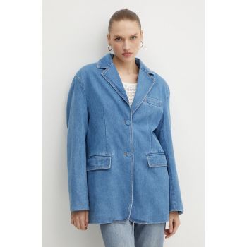 Bardot jacheta denim ABI un singur rand de nasturi, neted, 91401JB