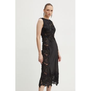 Bardot rochie SOLANGE culoarea negru, maxi, drept, 59380DB