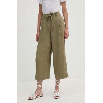 Dkny pantaloni femei, culoarea verde, lat, high waist, P4EKTX63