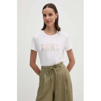 Dkny tricou femei, culoarea alb, P4EHFWNA